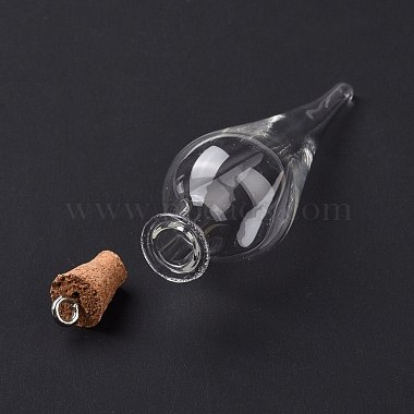 Teardrop Glass Cork Bottle Big Pendants(AJEW-A041-01C)-4