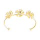 Alloy Flower with Imitation Pearl Beaded Open Cuff Bangle for Women(BJEW-D054-02G-01)-2