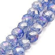 Spray Painted Imitation Jade Glass Beads Strands, AB Color Plated, Faceted, Round, Cornflower Blue, 6x5mm, Hole: 1.2mm, about 90pcs/strand, 17.72''(45cm)(GLAA-P058-01B-07)