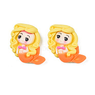 Opaque Resin Cabochons, Mermaid, Yellow, 27.5x32x8mm(CRES-S308-096B)