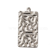 Textured 304 Stainless Steel Pendants, Stainless Steel Color, Rectangle, 33.5x16x1.5mm, Hole: 1.5mm(STAS-G344-03B-P)