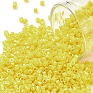 Cylinder Seed Beads, Opaque Colours Luster, Uniform Size, Gold, 2x1.5mm, Hole: 0.8mm, about 888pcs/10g(X-SEED-H001-H17)