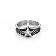 Men's Alloy Cuff Finger Rings, Open Rings, Cadmium Free & Lead Free, Star, Antique Silver, US Size 8(18.1mm)(RJEW-N029-073)