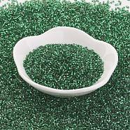 TOHO Japanese Seed Beads, Two Cut Hexagon, (36) Silver Lined Green Emerald, 15/0, 1.5x1.5mm, Hole: 0.5mm, about 170000pcs/pound(SEED-K007-1.5mm-36)