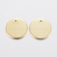 304 Stainless Steel Charms, Stamping Blank Tag, Flat Round, Golden, 10x0.8mm, Hole: 1.2mm(STAS-H436-66-10mm)