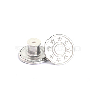 Alloy Button Pins for Jeans, Nautical Buttons, Garment Accessories, Round with Star, Platinum, 17mm(PURS-PW0009-01H-01P)