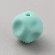 Cube Food Grade Eco-Friendly Silicone Beads, Chewing Beads For Teethers, DIY Nursing Necklaces Making, Turquoise, 15x15x15mm, Hole: 2mm(SIL-TAC0003-11H)