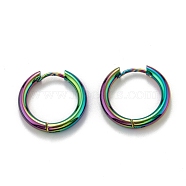 304 Stainless Steel Huggie Hoop Earrings, Hypoallergenic Earrings, Thick Hoop Earrings, Ring, Rainbow Color, 10 Gauge, 18x19x2.5mm(EJEW-O087-09C-M)