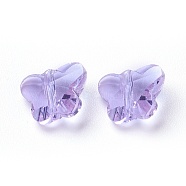 Transparent Glass Beads, Faceted, Butterfly, Lilac, 8x10x5.5mm, Hole: 1mm(GLAA-P037-02A-18)