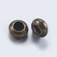 Brass Beads, Rondelle, Antique Bronze, 6x3mm, Hole: 3mm(KK-K197-32AB)