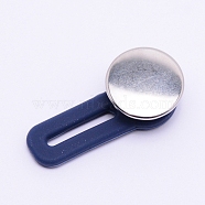 Alloy Retractable Buckle Buttons, for Clothing Jeans Adjustable Waistline Increase Waist Fastener Extended Button, Platinum, 36x17x11mm, Hole: 2x16mm(PJ-TAC0002-11)