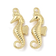 Rack Plating Brass Pendants, Long-Lasting Plated, Lead Free & Cadmium Free, Sea Horse Charms, Real 18K Gold Plated, 20x8.5x3.5mm, Hole: 1.8mm(KK-G515-61G)