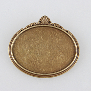 Vintage Alloy Brooch Cabochon Bezel Settings, with Iron Pin Brooch Back Bar Findings, Oval, Cadmium Free & Nickel Free & Lead Free, Antique Bronze, Tray: 40x30mm, 40x45x2mm, Pin: 0.6mm(X-PALLOY-N0085-08AB-NF)