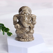 Ganesha Natural Picasso Jasper Healing Figurines, Reiki Energy Stone Display Decorations, 70mm(PW-WG31949-07)