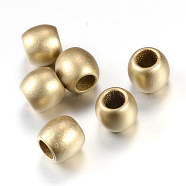 Spray Painted Acrylic European Beads, Matte Style, Barrel Large Hole Beads, Gold, 9x8.5mm, Hole: 5mm, about 1500~1700pcs/500g(ACRP-S667-16)