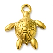 Ion Plating(IP) 304 Stainless Steel Pendants, Tortoise Charm, Real 18K Gold Plated, 21x18x3.5mm, Hole: 2.5mm(STAS-M070-31G)