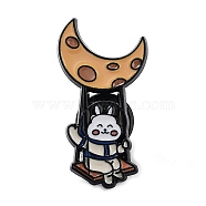 Rabbit Spaceman Enamel Pin, Alloy Brooch for Backpack Clothes, Sandy Brown, 34x18x2mm(JEWB-P033-02D)