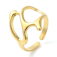 304 Stainless Steel Twist Hollow Open Cuff Ring for Women, Real 14K Gold Plated, Inner Diameter: 17mm(RJEW-I098-32G)