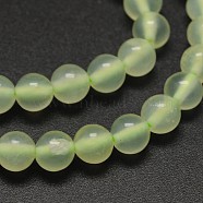 Natural New Jade Round Beads Strands, 6mm, Hole: 1mm, about 65pcs/strands, 15.5 inch(G-L348-01-6mm)