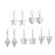 304 Stainless Steel Geometry Dangle Earrings, Mixed Shapes, 41~53x18~26mm(EJEW-JE05565-01)