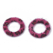 Faux Mink Fur Covered Linking Rings, with Aluminum Bottom, Ring, Platinum, Camellia, 35.5x5mm(WOVE-N009-02F)