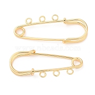 Brass Brooch Findings, Kilt Pins for Lapel Pins Makings, Real 18K Gold Plated, 17x40x6mm, Hole: 2mm(KK-R145-07B-G)