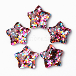 Transparent Resin Cabochons, with Pailette/Sequins, Star, Colorful, 15x16x4.5mm(RESI-R429-29A)