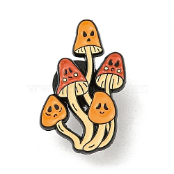 Halloween Zinc Alloy Brooches, Enamel Pins for Backpack, Orange, Mushroom, 30x20x1.5mm(JEWB-A023-02B-04)