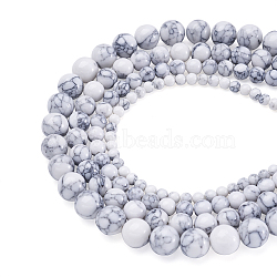 Cheriswelry 4 Strands 4 Style Synthetic Turquoise Beads Strands, Dyed, Round, White, 1strand/style(TURQ-CW0001-01A)