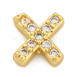 Rack Plating Brass Micro Pave Cubic Zirconia Cabochons, Cadmium Free & Lead Free, Long-Lasting Plated, Real 18K Gold Plated, Letter X, 6x5x2mm(KK-F874-04G-X)