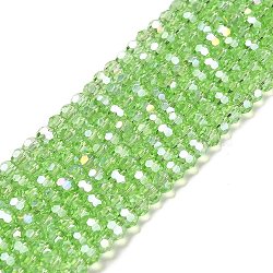 Transparent Glass Beads, Faceted, Round, Light Green, 4.5x4mm, Hole: 1mm, about 94~95pcs/strand, 13.98''(35.5cm)(EGLA-A035-T4mm-B09)