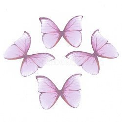 Two Tone Polyester Fabric Wings Crafts Decoration, for DIY Jewelry Crafts Earring Necklace Hair Clip Decoration, Butterfly Wing, Pearl Pink, 33x40mm(FIND-S322-012C-05)