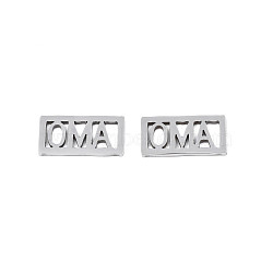 201 Stainless Steel Filigree Joiners, Rectangle with Word OMA, for Mother's Day, Stainless Steel Color, 15x7.5x1mm(STAS-N091-138P)