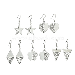 Non-Tarnish 304 Stainless Steel Geometry Dangle Earrings, Mixed Shapes, 41~53x18~26mm(EJEW-JE05565-01)