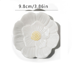 Porcelain Flower Jewelry Tray, Trinket Ring Dish Decorative Plate, for Rings, Earrings, Small Items, White, 98mm(PW-WGBBF78-01)