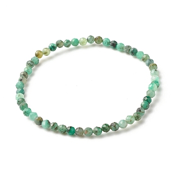 3.5MM Natural Emerald Round Beads Stretch Bracelet for Women, Inner Diameter: 2-1/8 inch(5.3cm), Beads: 3.5mm