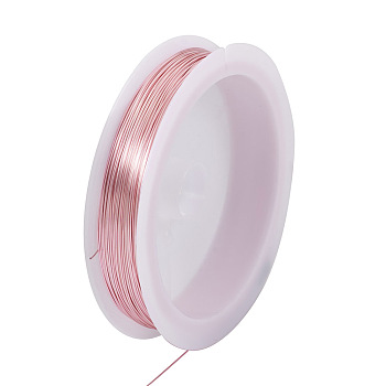 Copper Wire, Round, for Jewelry Making, Pink, 26 Gauge, 0.4mm, about 124.67 Feet(38m)/Roll