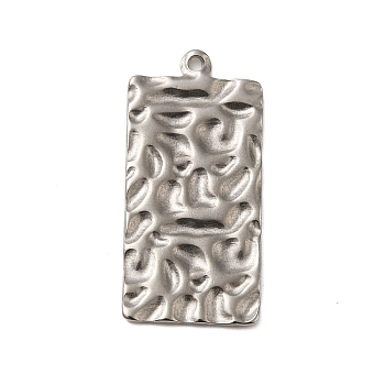 Textured 304 Stainless Steel Pendants, Stainless Steel Color, Rectangle, 33.5x16x1.5mm, Hole: 1.5mm