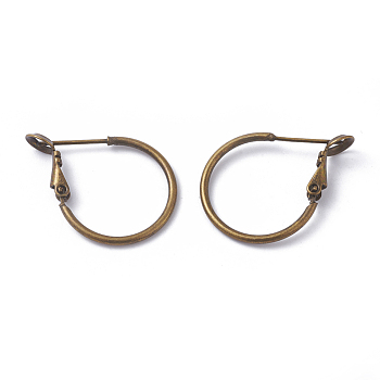 Brass Hoop Earrings, Ring, Antique Bronze, 20x1.5mm, Pin: 0.6mm