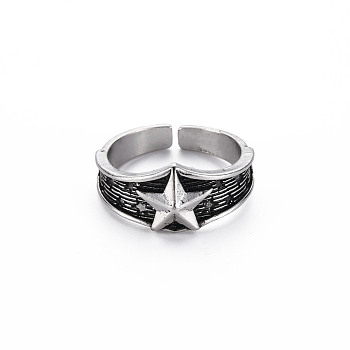 Men's Alloy Cuff Finger Rings, Open Rings, Cadmium Free & Lead Free, Star, Antique Silver, US Size 8(18.1mm)