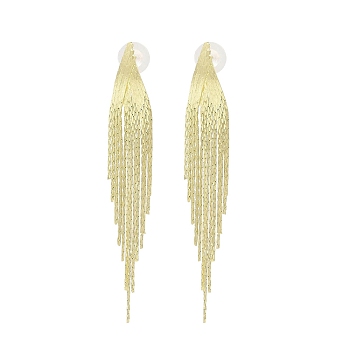 Cubic Zirconia Chains Tassel Earrings, Brass Dangle Stud Earrings, Golden, 95x14mm