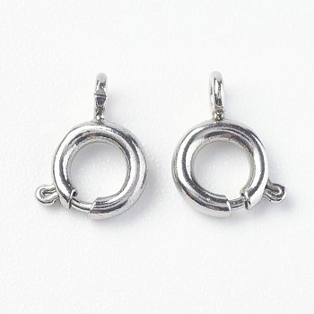 304 Stainless Steel Smooth Surface Spring Ring Clasps, Stainless Steel Color, 8x1.8mm, Hole: 2.5mm