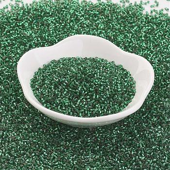 TOHO Japanese Seed Beads, Two Cut Hexagon, (36) Silver Lined Green Emerald, 15/0, 1.5x1.5mm, Hole: 0.5mm, about 170000pcs/pound