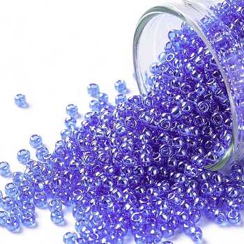 TOHO Round Seed Beads, Japanese Seed Beads, (117) Transparent Luster Blue, 11/0, 2.2mm, Hole: 0.8mm, about 1110pcs/bottle, 10g/bottle