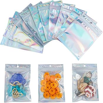 Rectangle Zip Lock Plastic Laser Bags, Resealable Bags, Clear, 14.9x10.5cm, Hole: 8mm, Unilateral Thickness: 2.7 Mil(0.07mm)