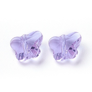 Transparent Glass Beads, Faceted, Butterfly, Lilac, 8x10x5.5mm, Hole: 1mm