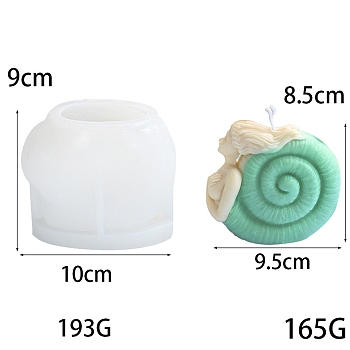 Food Grade DIY Silicone Goddess Statue Candle Molds, for Candle Making, Snail, White, 10x9cm