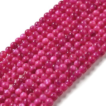 Natural Freshwater Shell Beads Strands, Round, Dyed, Camellia, 3mm, Hole: 0.5mm, about 124~132pcs/strand, 14.96''(38cm)