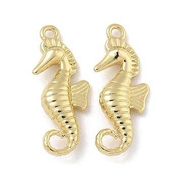 Rack Plating Brass Pendants, Long-Lasting Plated, Lead Free & Cadmium Free, Sea Horse Charms, Real 18K Gold Plated, 20x8.5x3.5mm, Hole: 1.8mm