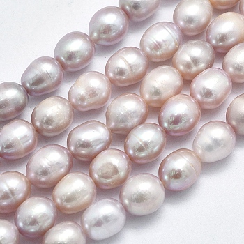 Natural Cultured Freshwater Pearl Beads Strands, Rice, Thistle, 9~11x8.5~9mm, Hole: 0.8mm, about 32pcs/strand, 13.78 inch